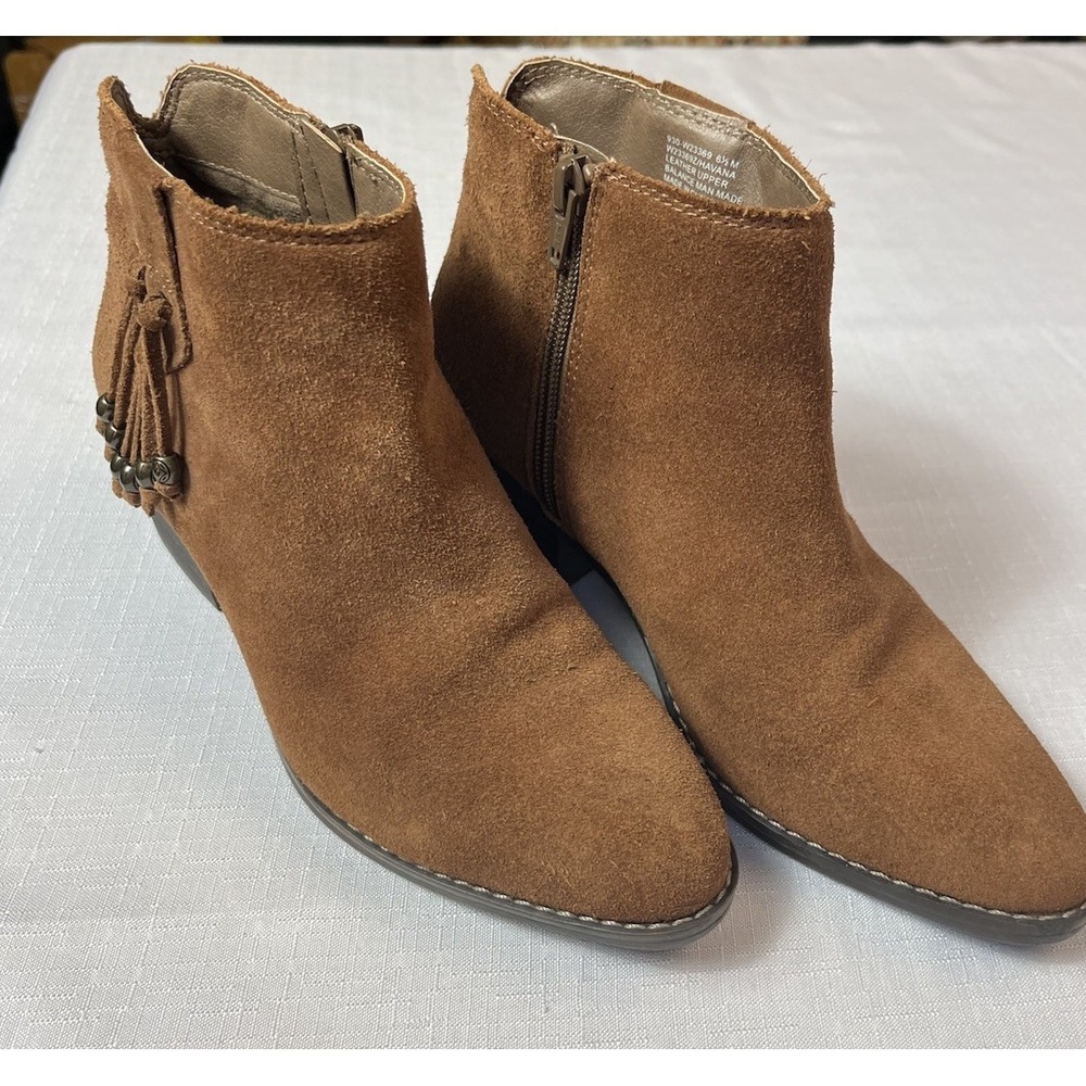 White Mountain Womens 6.5M Havana Brown Suede Ankle Boot Beaded Fringe Western - Picture 12 of 13